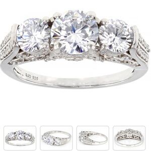 🦃 Sterling Silver 3 stone CZ high-profile ring